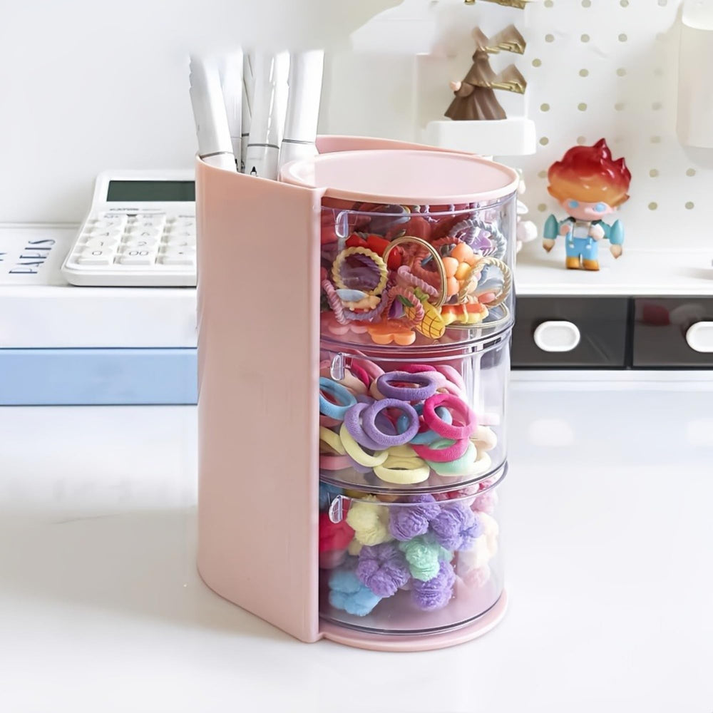 Azurphoric transparent layer box stores powder puff and small items.