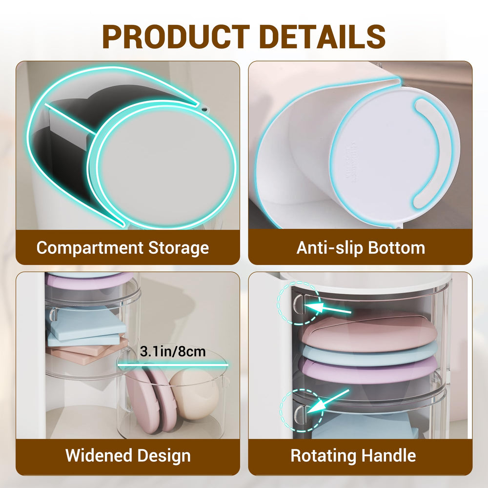 Azurphoric vanity rack enhances organization and accessibility on the dresser.