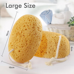 Azymi bath sponge with hanging loop for easy storage and quick drying.
