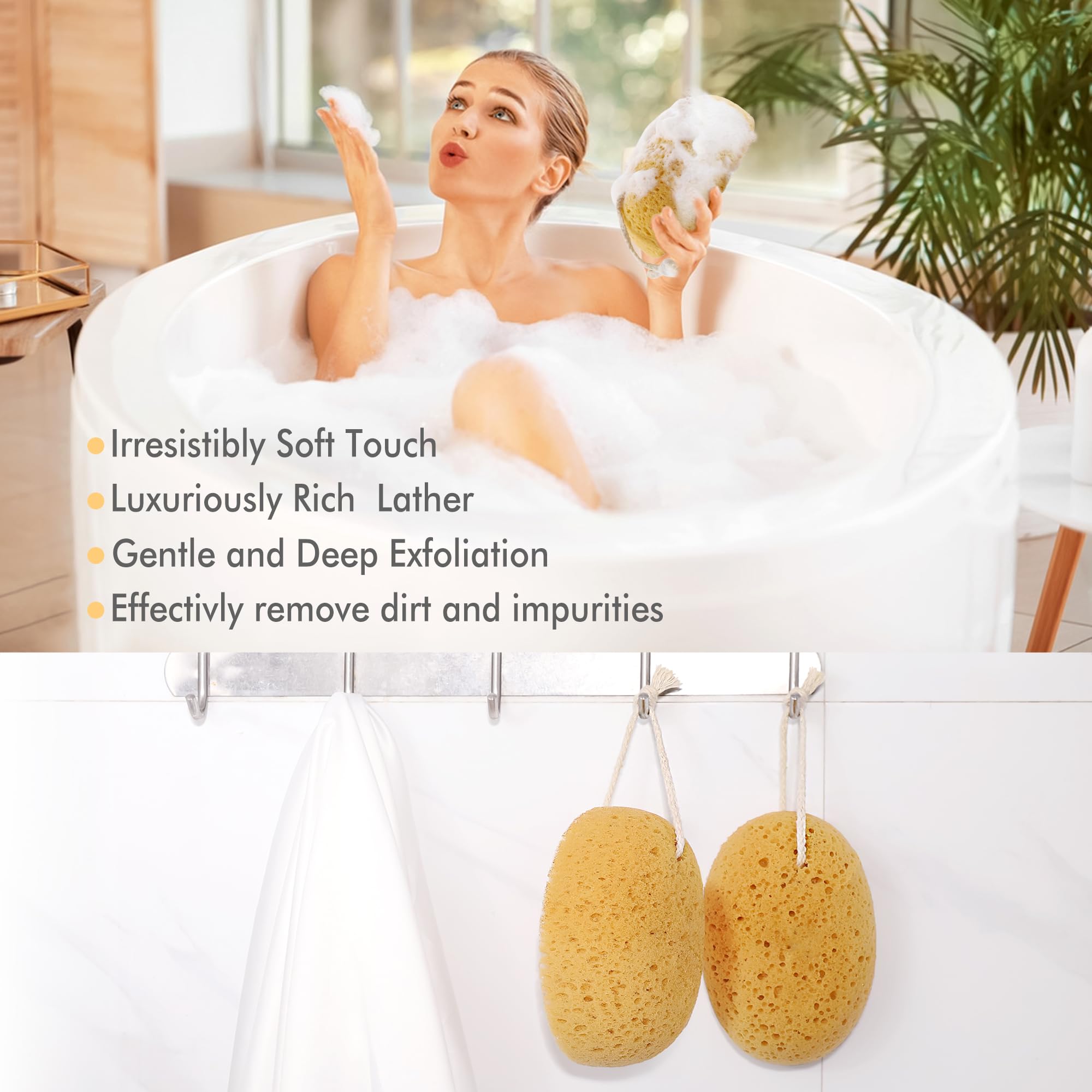 Azymi bath sponge rich lather with soap for a creamy cleanse.