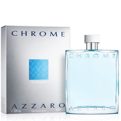 Azzaro Chrome bottle in azure blue conveys a fresh, aquatic mood for daily confidence.