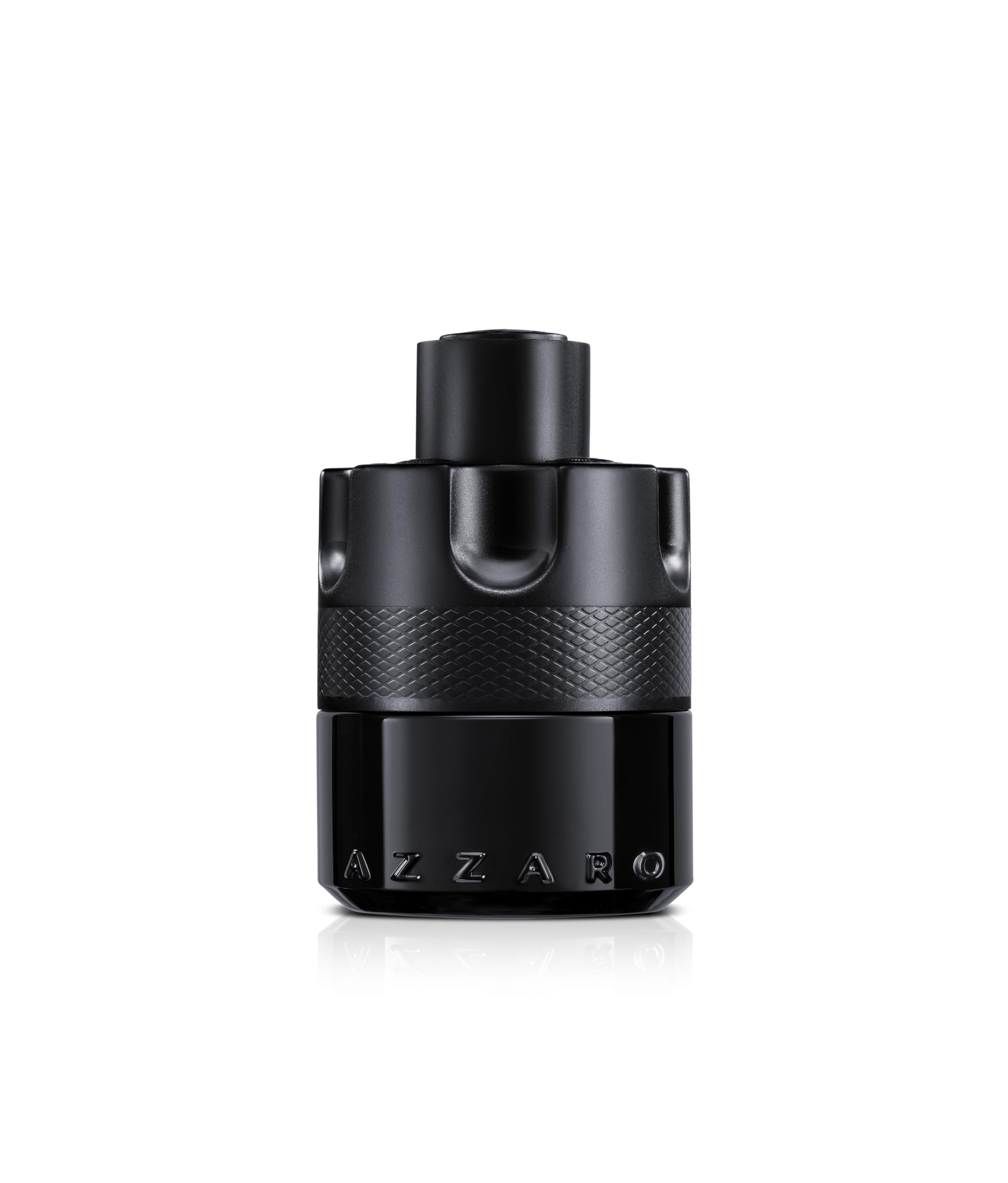 Azzaro The Most Wanted Intense bottle in matte black exuding bold masculinity for modern men