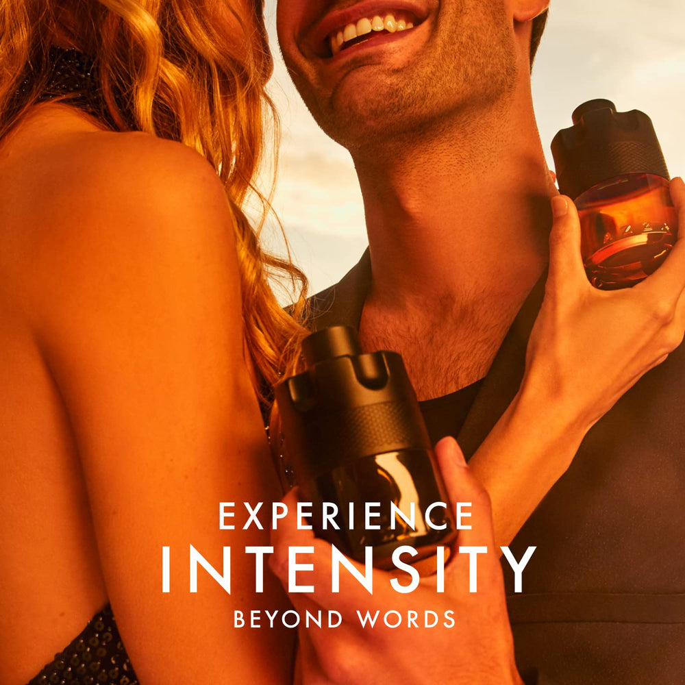 Azzaro The Most Wanted Parfum barrel style bottle side view conveys bold masculinity