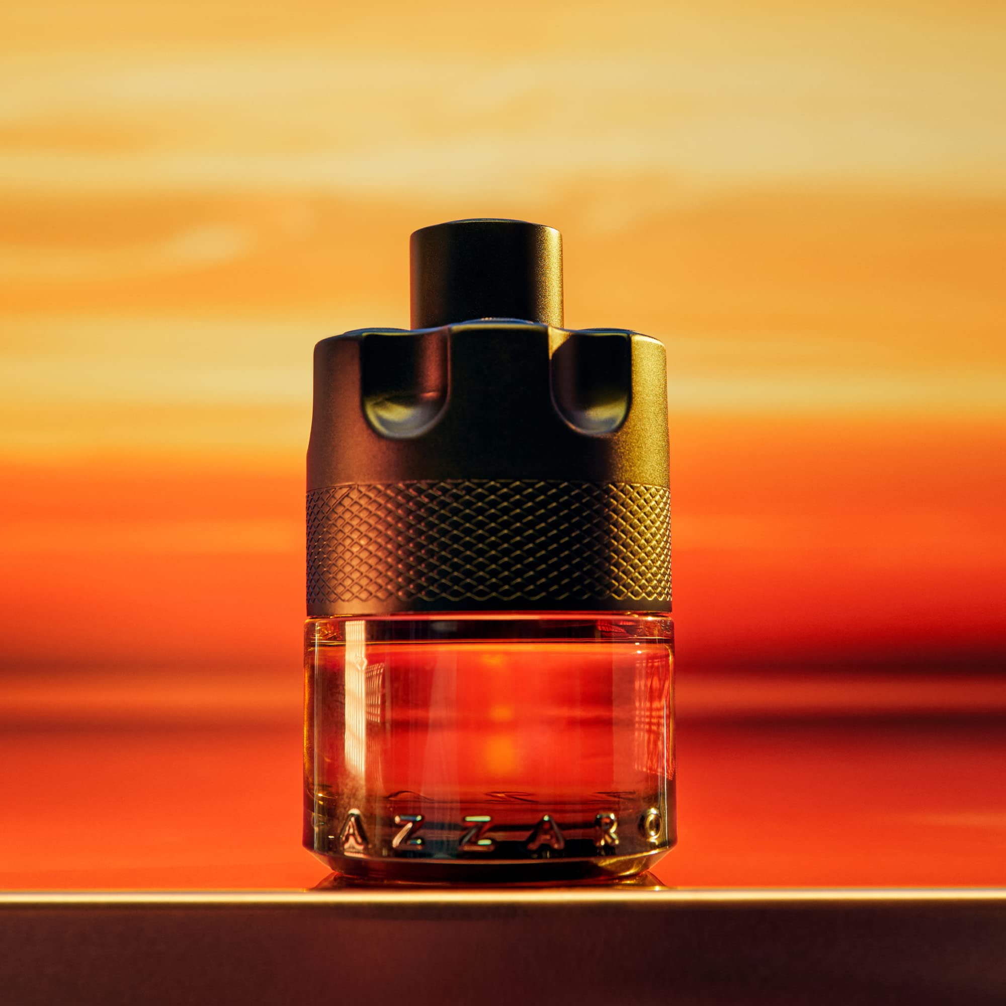 Azzaro The Most Wanted Parfum store display drawing attention with sleek silhouette