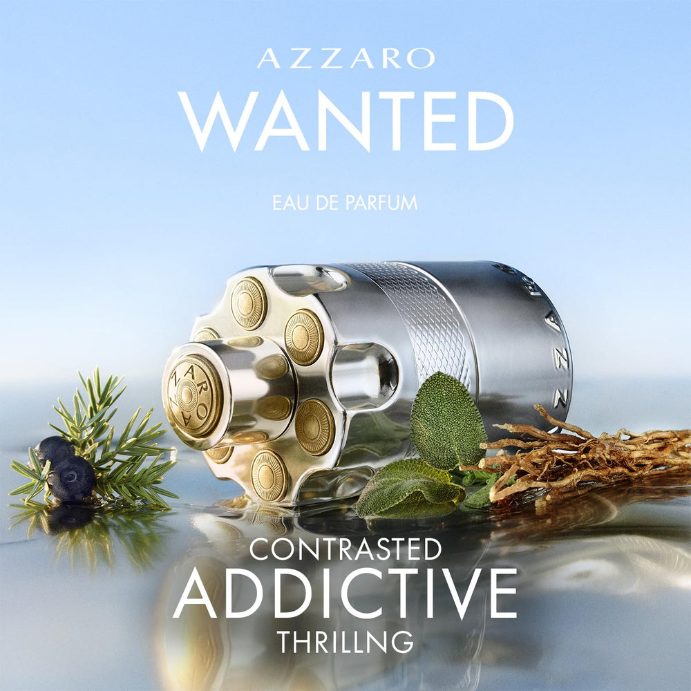 Azzaro Wanted EDP ingredients close-up with sage and juniper hints.