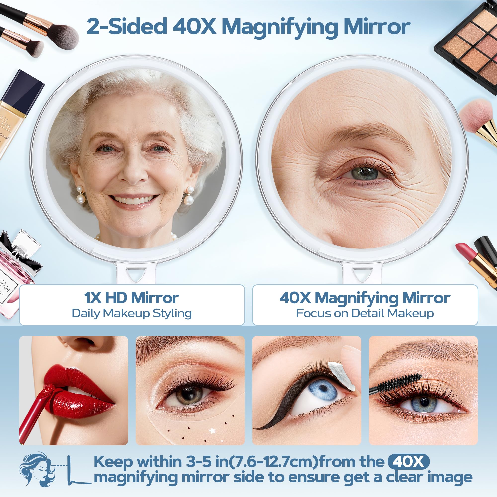 B Beauty Planet 1x magnifying mirror provides clear daily makeup application.