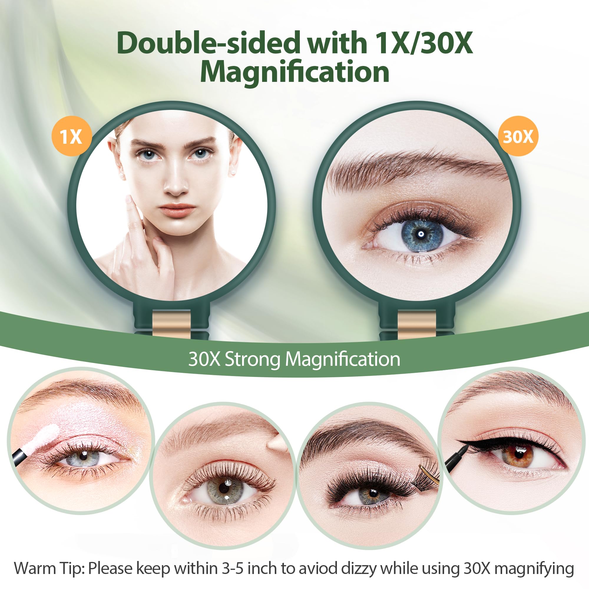 B Beauty Planet double-sided mirror with 1X and 30X magnification for close-up grooming.