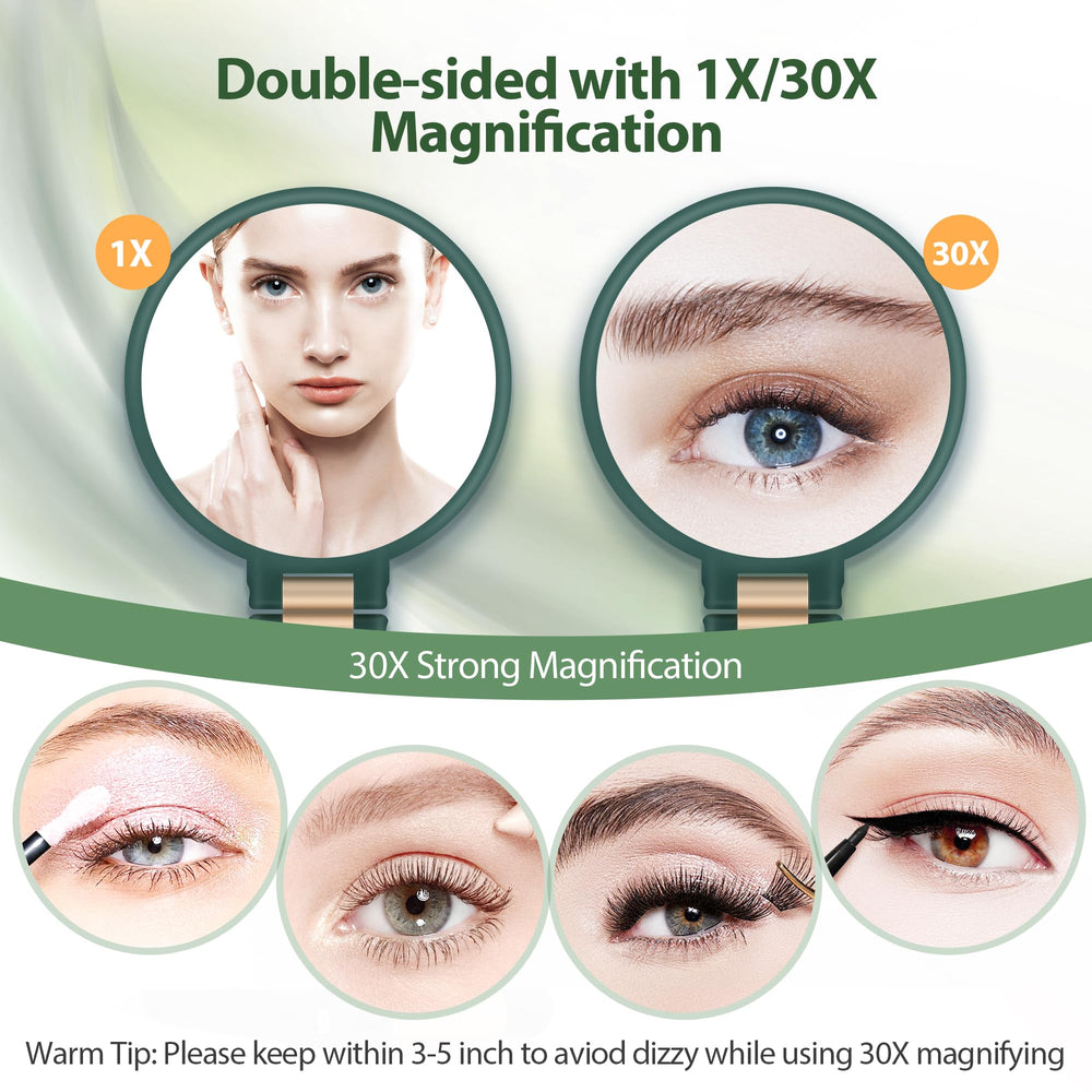B Beauty Planet double-sided mirror with 1X and 30X magnification for close-up grooming.