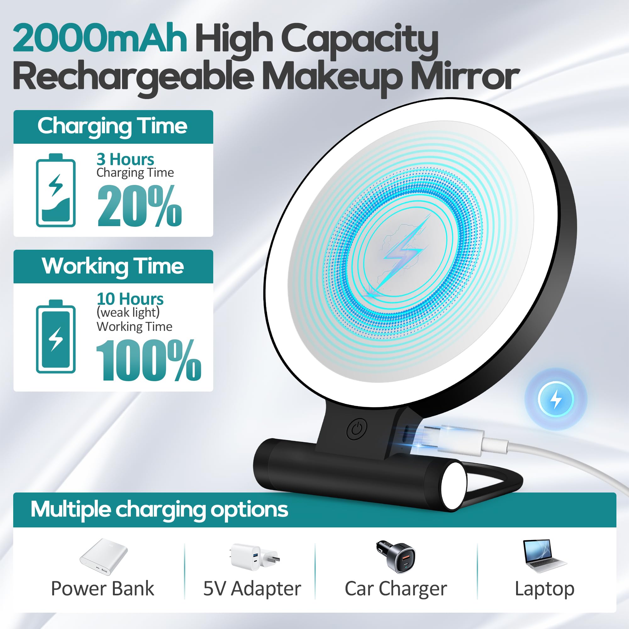 B Beauty Planet 3-color light for customizable ambience during makeup.