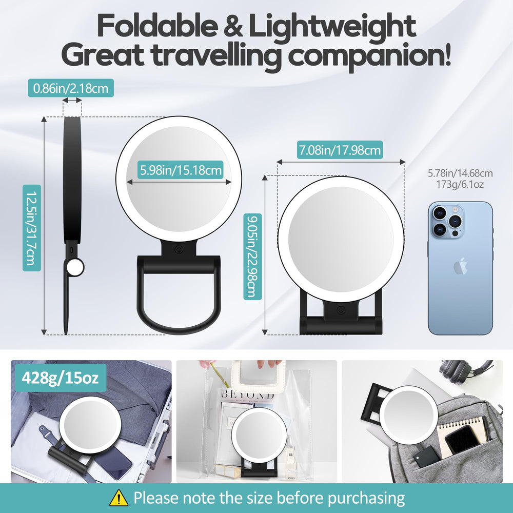 B Beauty Planet portable travel mirror with 2000mAh battery for day-long use.