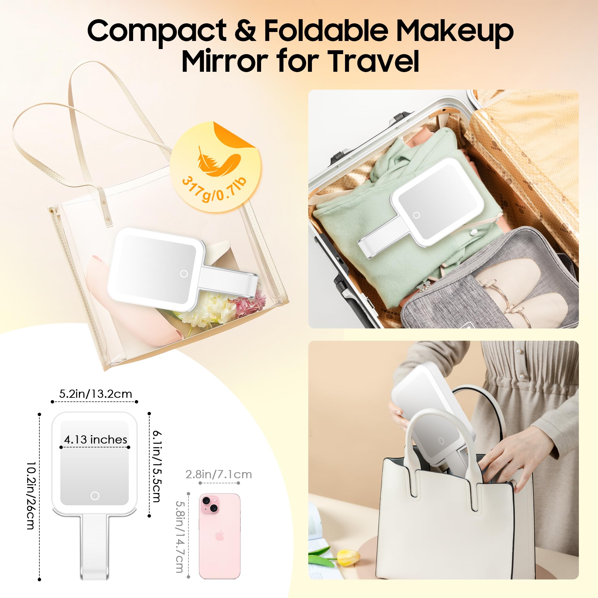B Beauty Planet rechargeable mirror with USB-C for travel charging