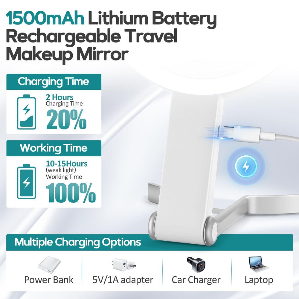 B Beauty Planet USB-C rechargeable travel mirror powers on the go