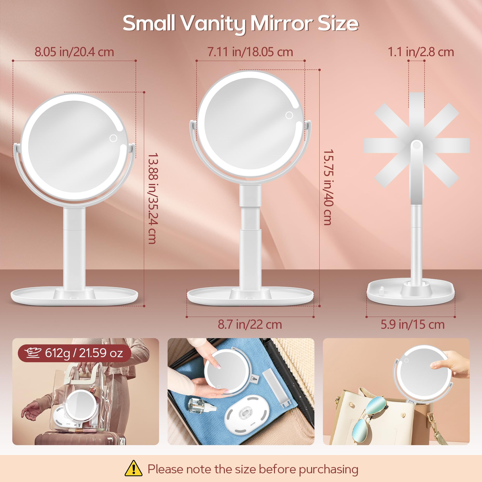 B Beauty Planet vanity mirror rechargeable battery for long use