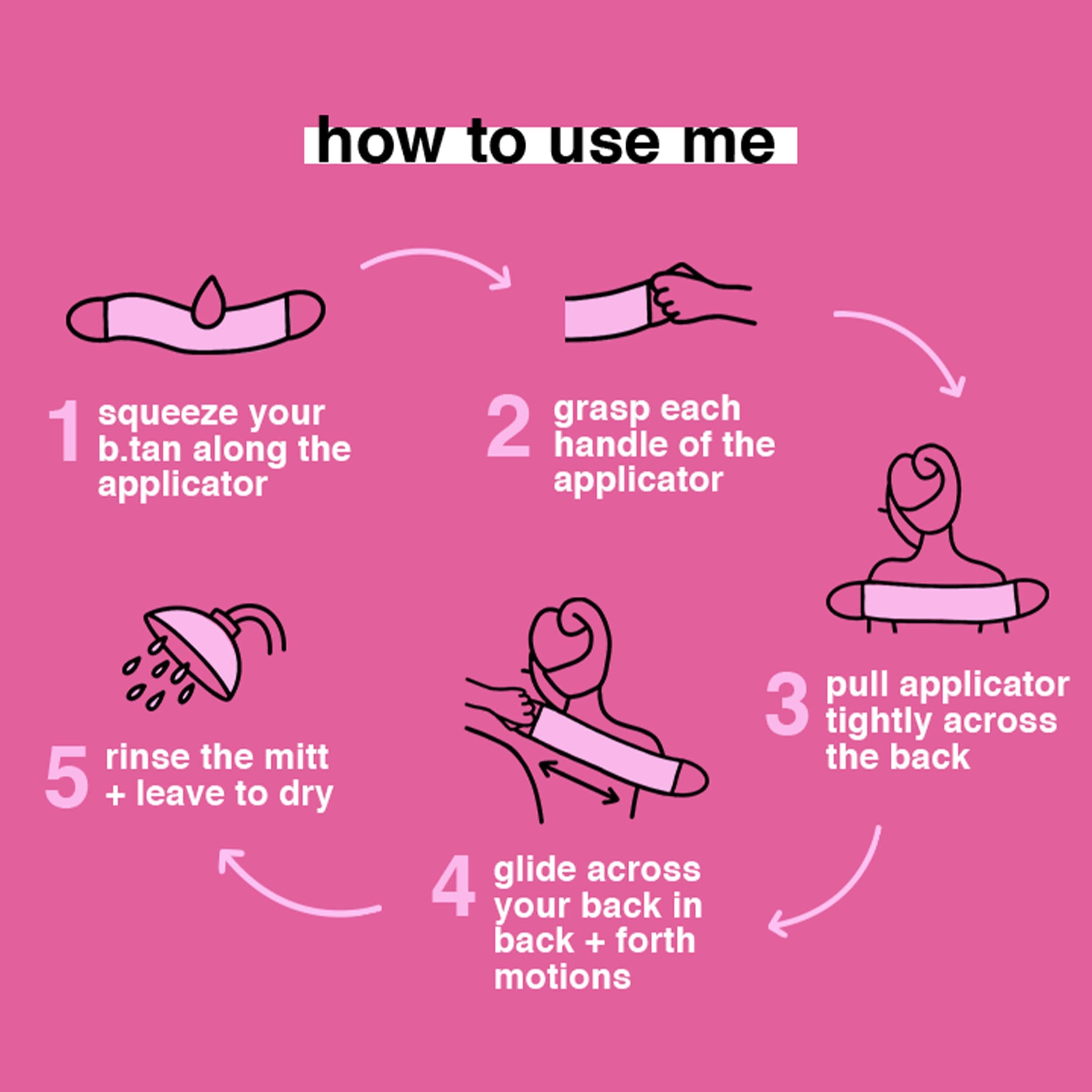 B.TAN back applicator works with foam mousse lotion and drops for versatile use.