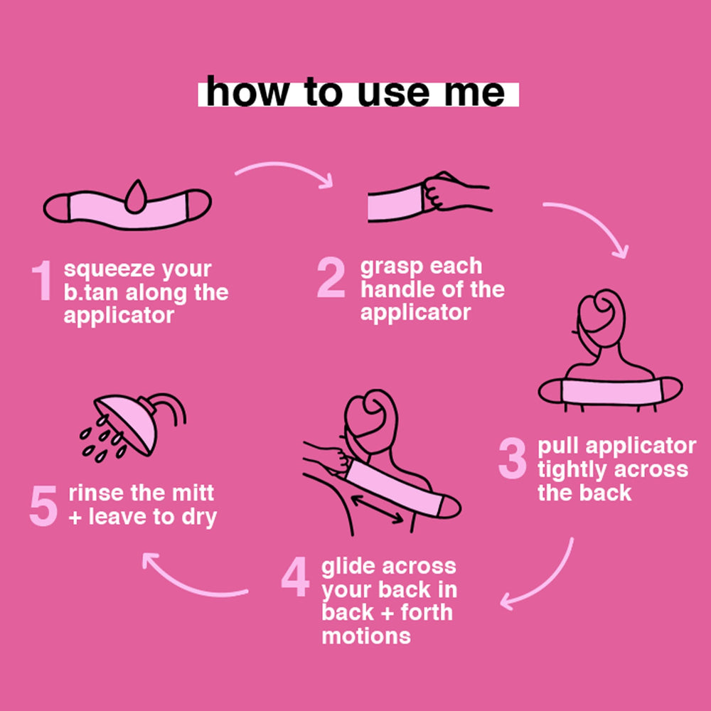 B.TAN back applicator works with foam mousse lotion and drops for versatile use.