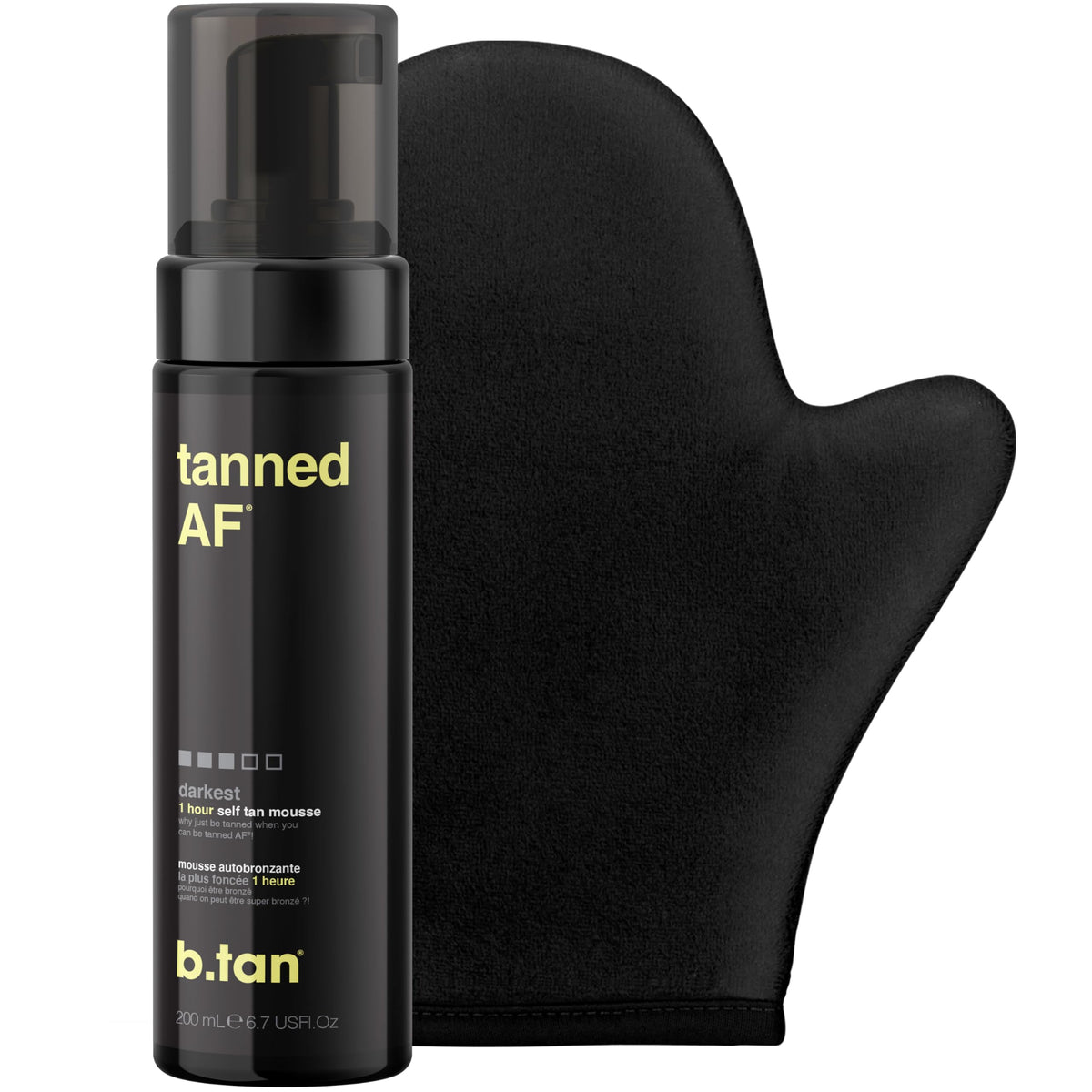 B.TAN Kit Autobronceador Oscuro con guante aplicador para aplicación suave y uniforme.