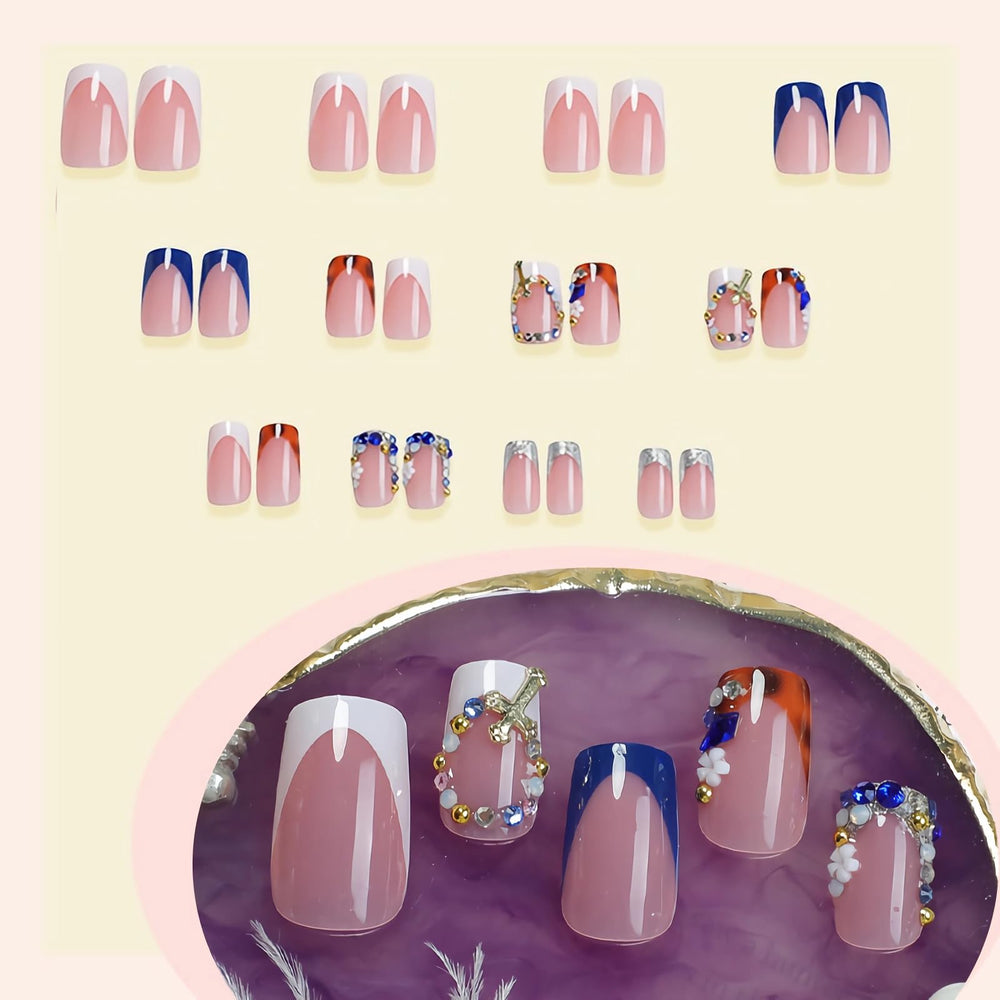 BABALAL uñas postizas con cruz decorativa para un toque distintivo
