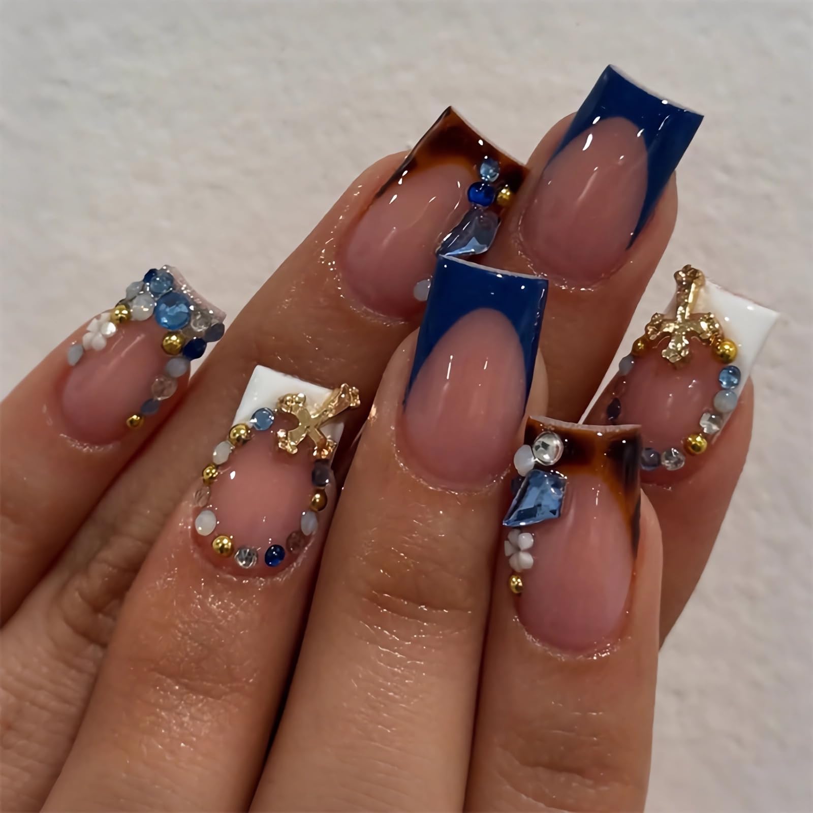BABALAL uñas postizas estilo rebelde, cheetah, corte corto y cuadradas para un estilo atrevido