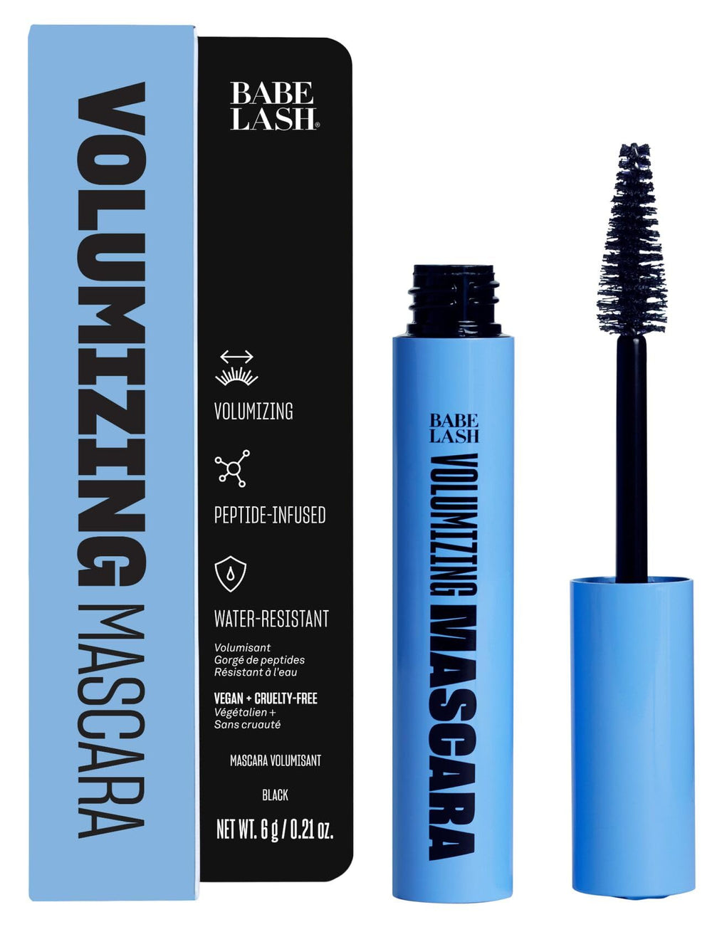 Babe Original Babe Lash Mascara con aplicador cónico para volumen preciso.