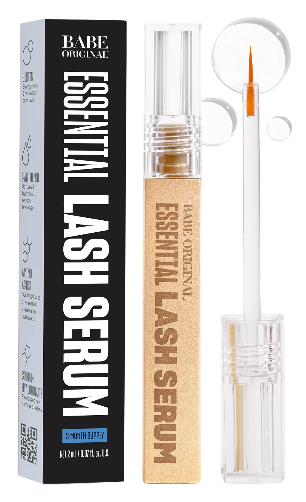 BABE ORIGINAL Babe Lash Serum bottle close-up for longer-looking lashes