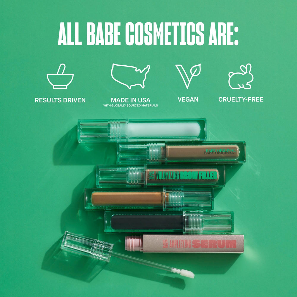 BABE ORIGINAL Eyebrow Serum applying stroke demonstrates natural brow shaping with daily use.