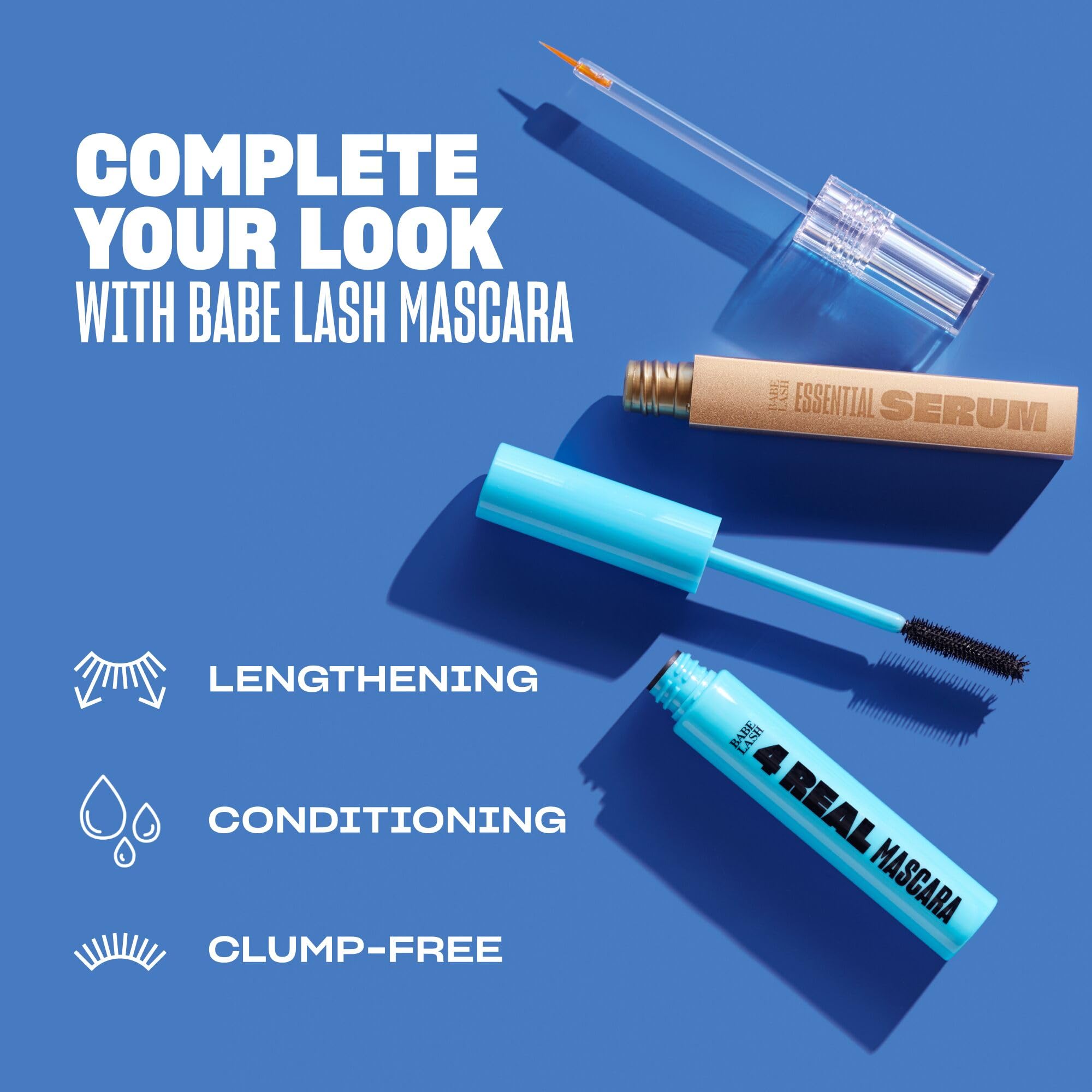 Night-time routine with Babe Original Lash Serum along lash line.