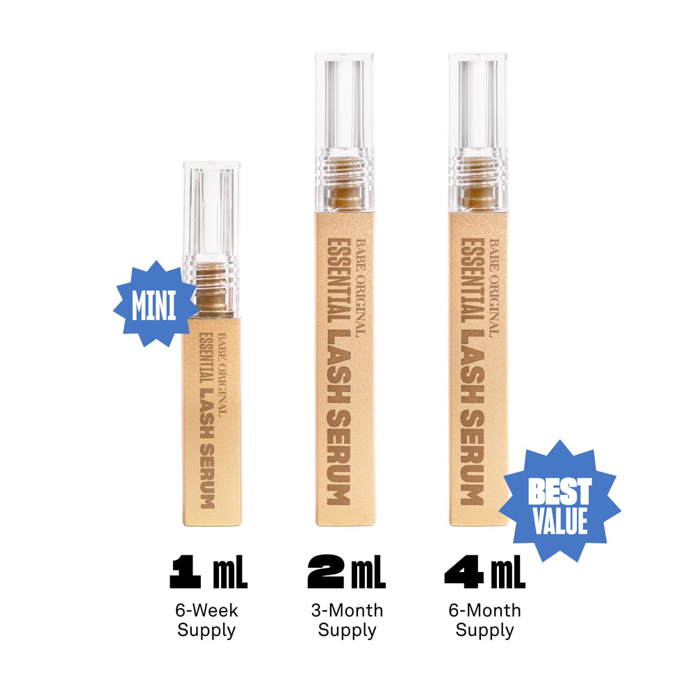 Lashes with extensions show enhanced fullness using Babe Original Lash Serum.