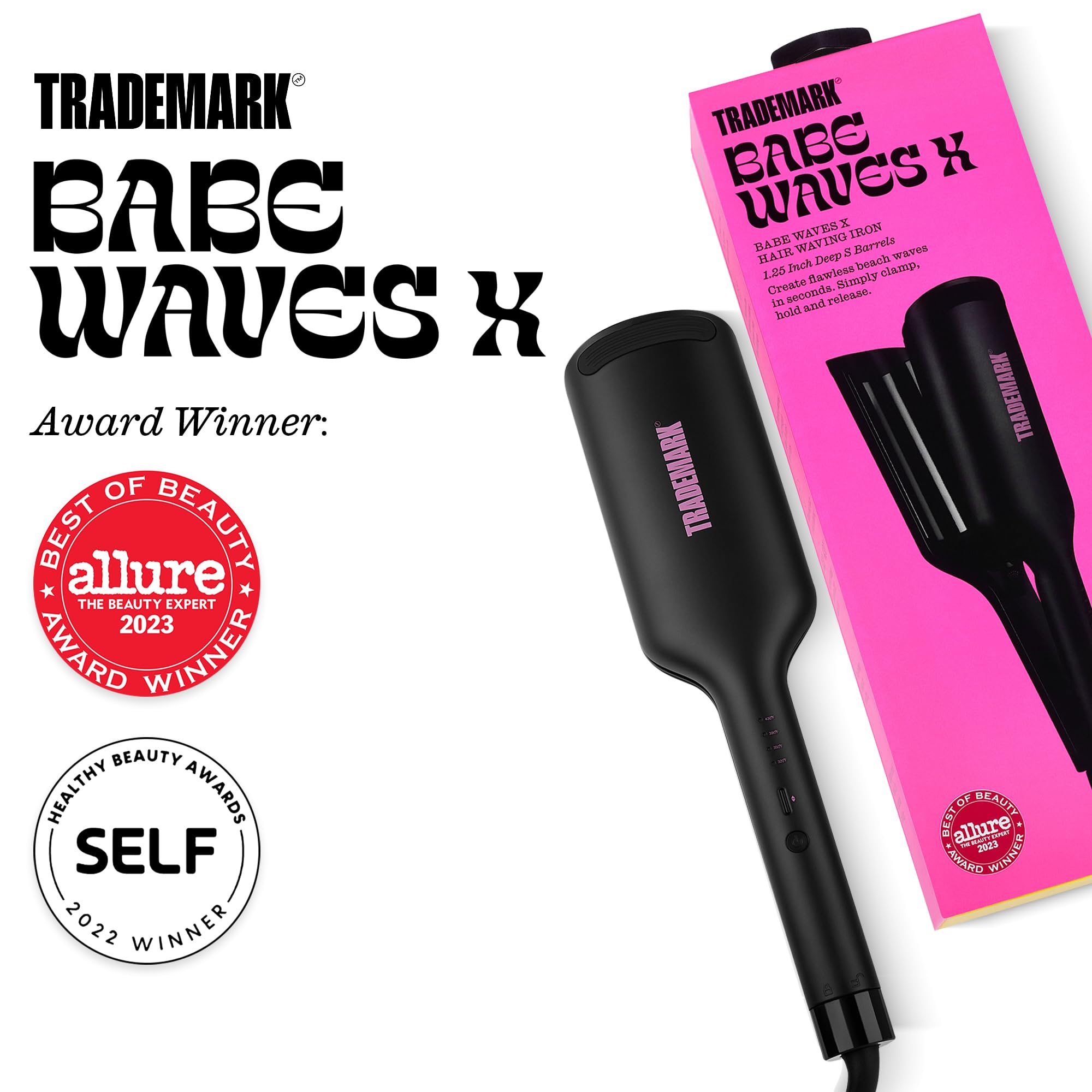 Babe Waves X sleek black housing complements any vanity.