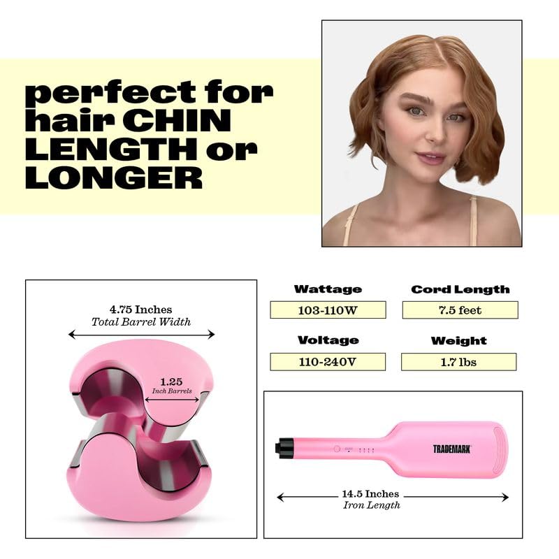 Adjustable temperature from 320°F to 430°F for versatile styling on different hair types.