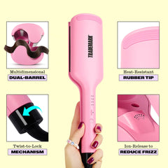 Babe Waves X with ceramic tourmaline plates for smoother, shinier hair and reduced frizz.
