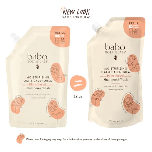 Babo Botanicals refill-pouch 32oz highlights eco-friendly packaging reducing plastic.