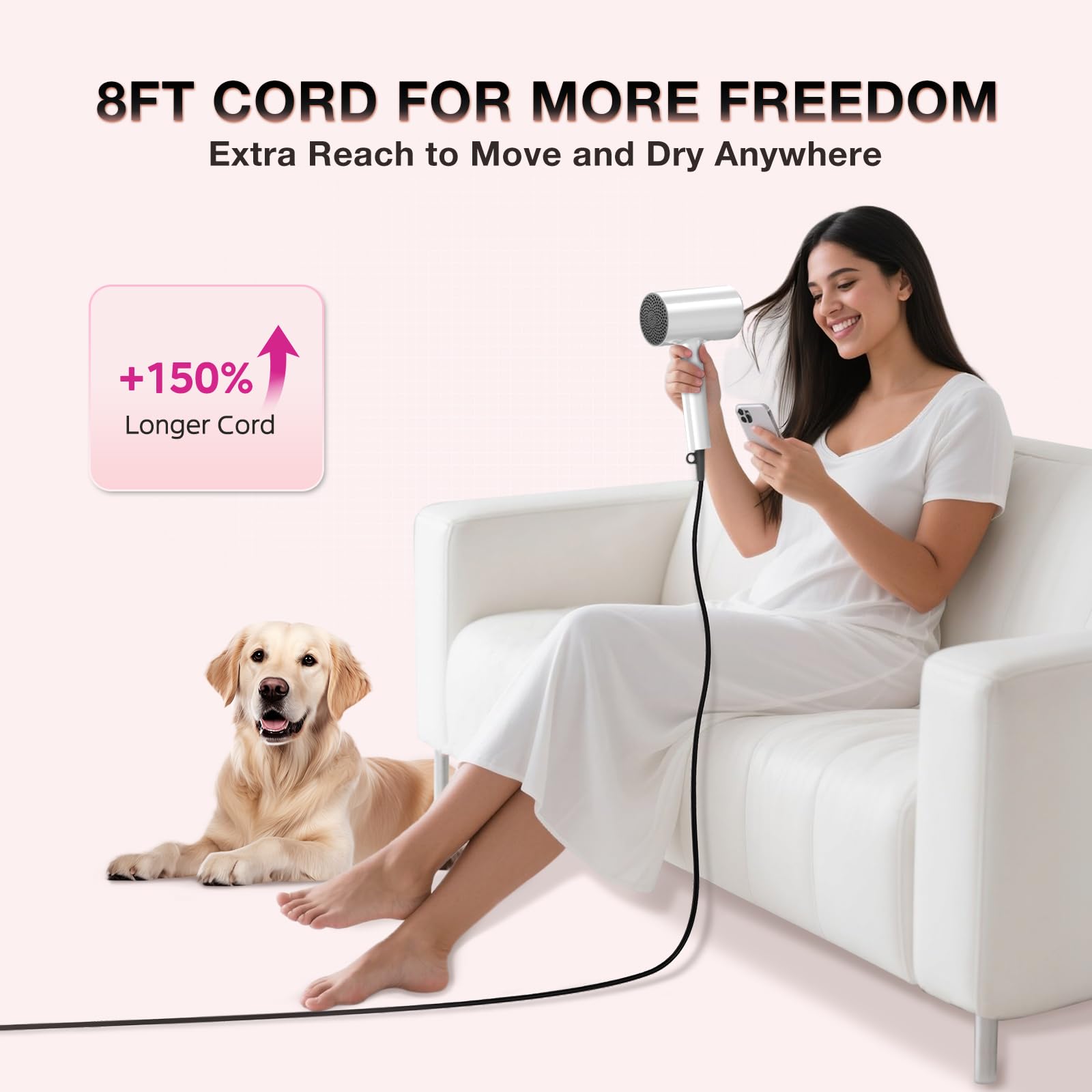 BABONIR dryer features 3 heat and 2 speed settings for versatile styling