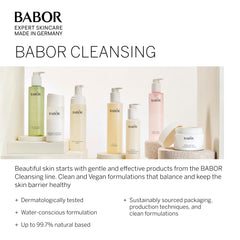 Applying BABOR HY-ÖL Cleanser to dry skin for a cleansing massage.