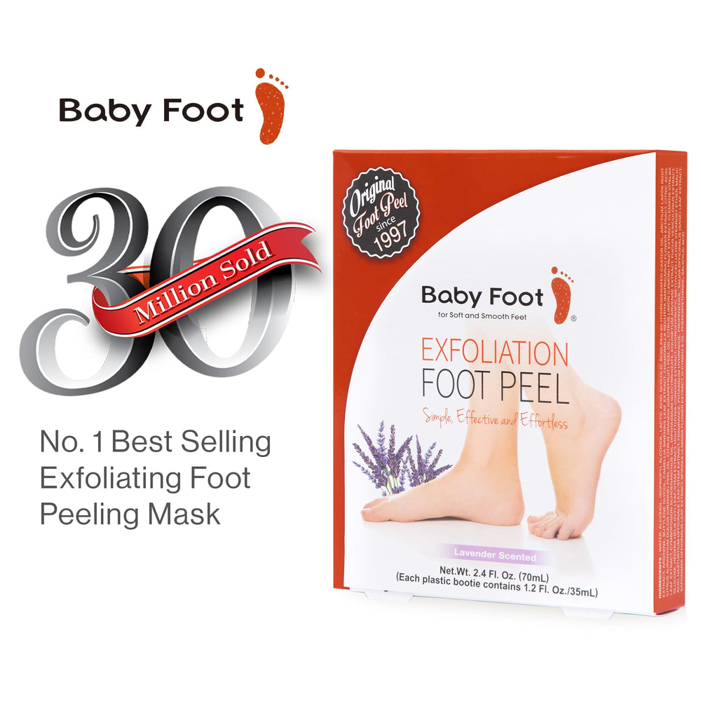 Baby Foot lavender-scented booties for a relaxing spa experience.