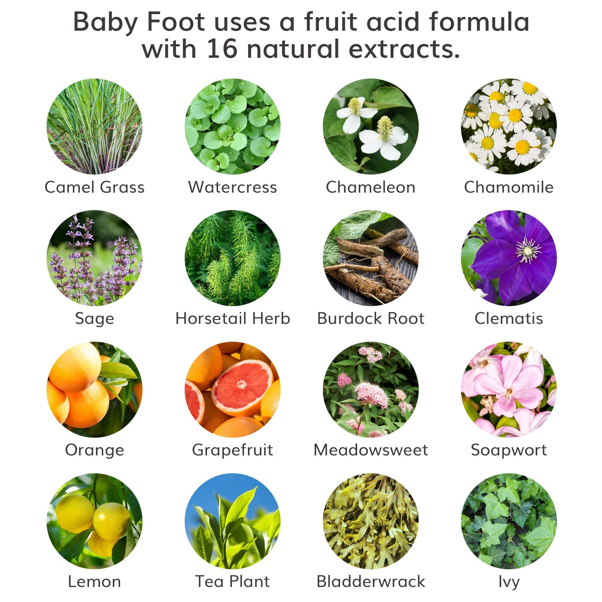 Application steps showing how to use Baby Foot peel.