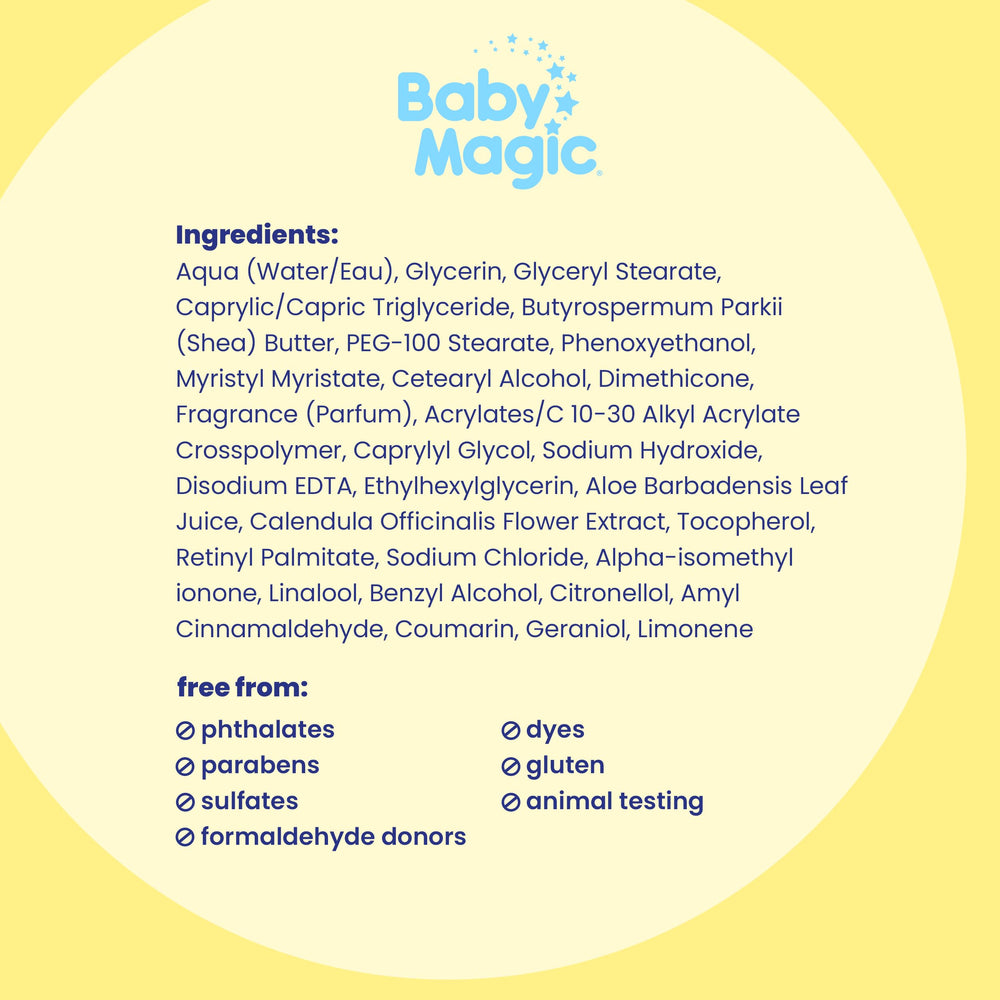 Baby Magic Mantequilla Batida Cremosa, absorción rápida para momentos de confort.