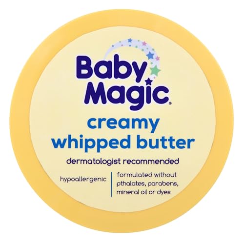Baby Magic Mantequilla Batida Cremosa, textura ligera que se absorbe rápido para uso diario.
