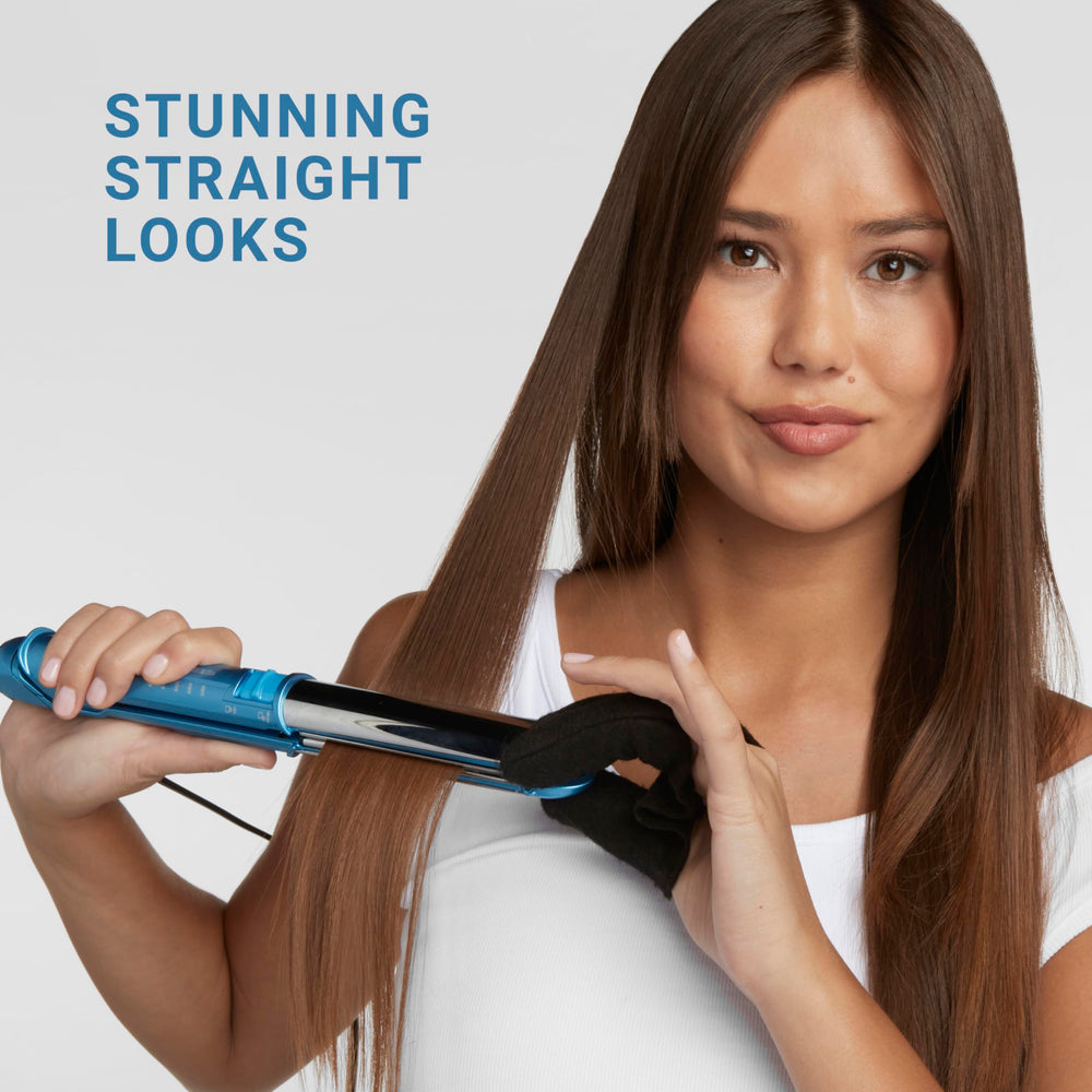 BaBylissPRO 1in iron demonstrating straightening and curling capability