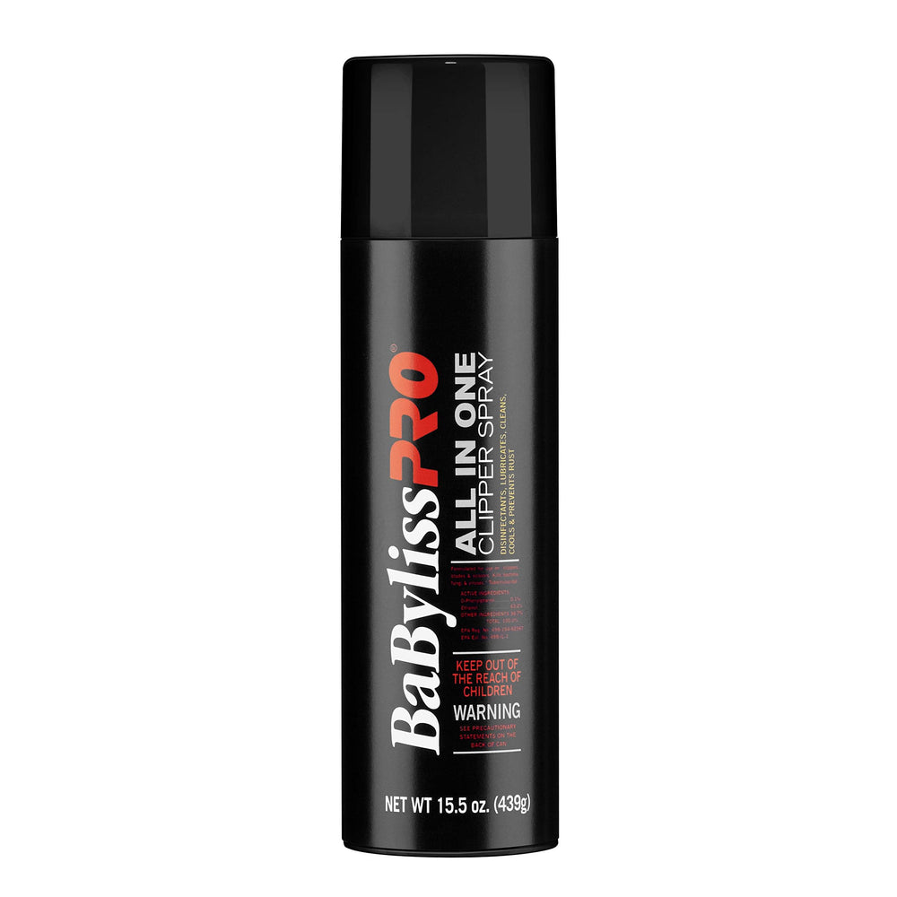 BaBylissPRO Barberology All In One Clipper Spray bottle supports tool hygiene and maintenance.