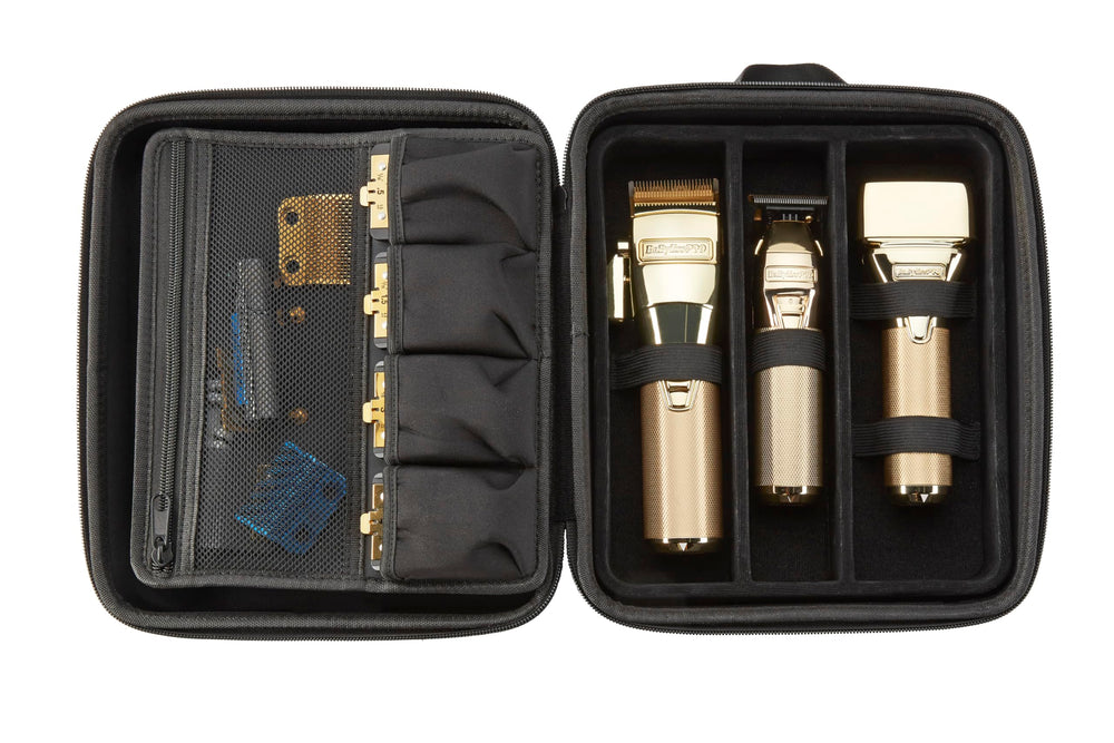 BaBylissPRO Barberology travel case includes tool compartments and blade guards