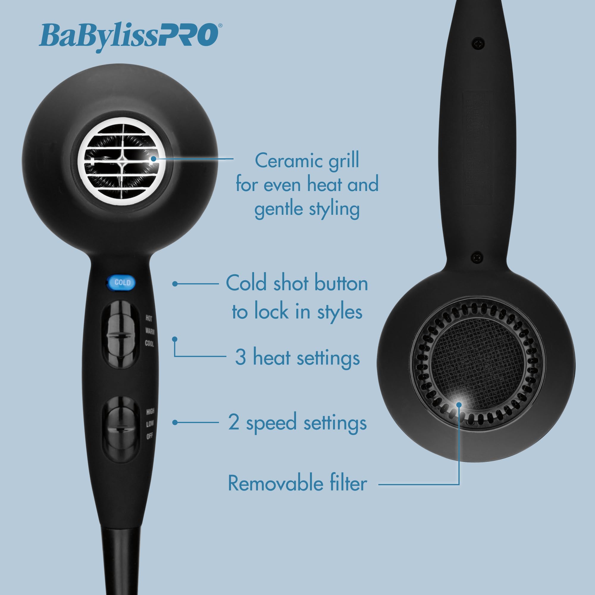 BaBylissPRO Ceramix Xtreme concentrator nozzle for precise airflow and professional finishes