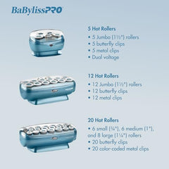 BaBylissPRO color-coded metal clips for fast, organized roller setup.