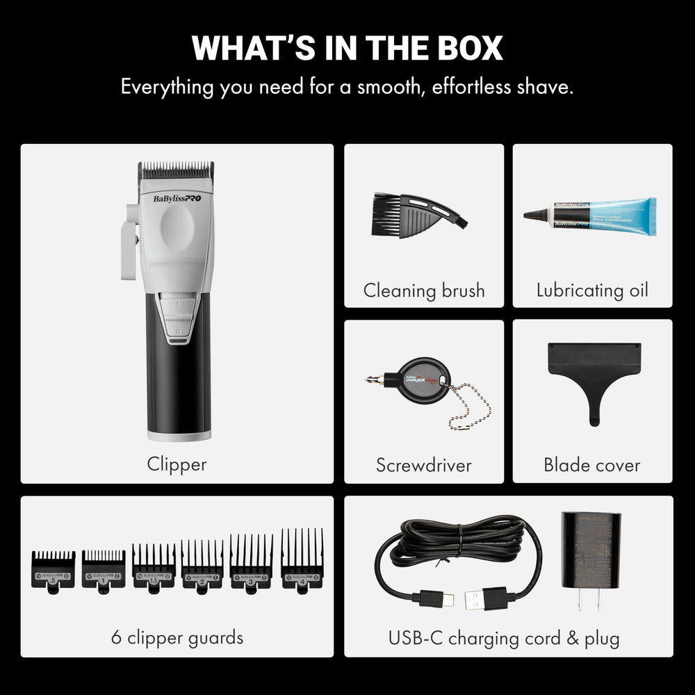 BaBylissPRO COREFX clipper guards arranged for blending from 0.5 to 4 inches.