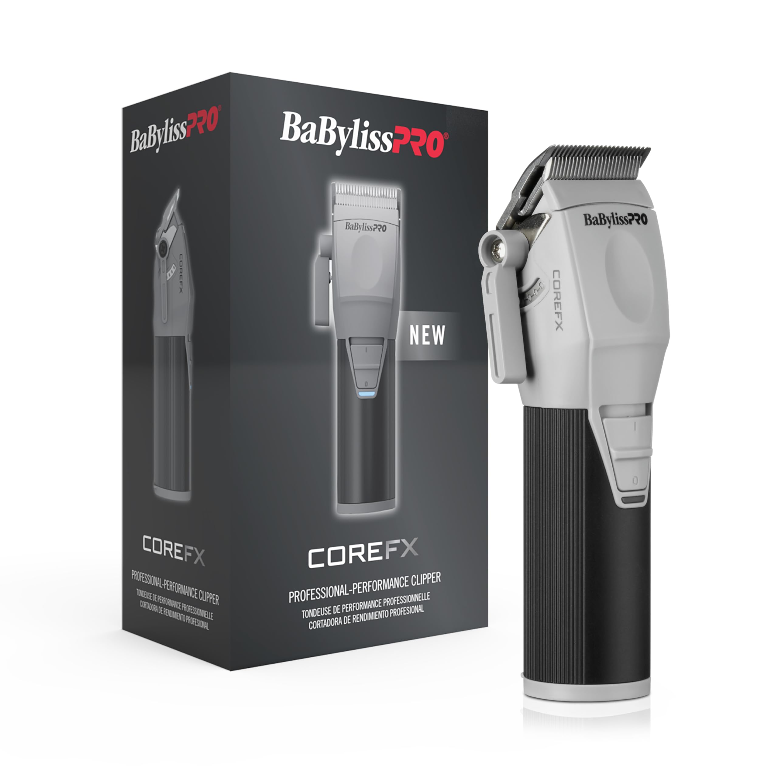 BaBylissPRO COREFX clipper lightweight design with sturdy metal grip.