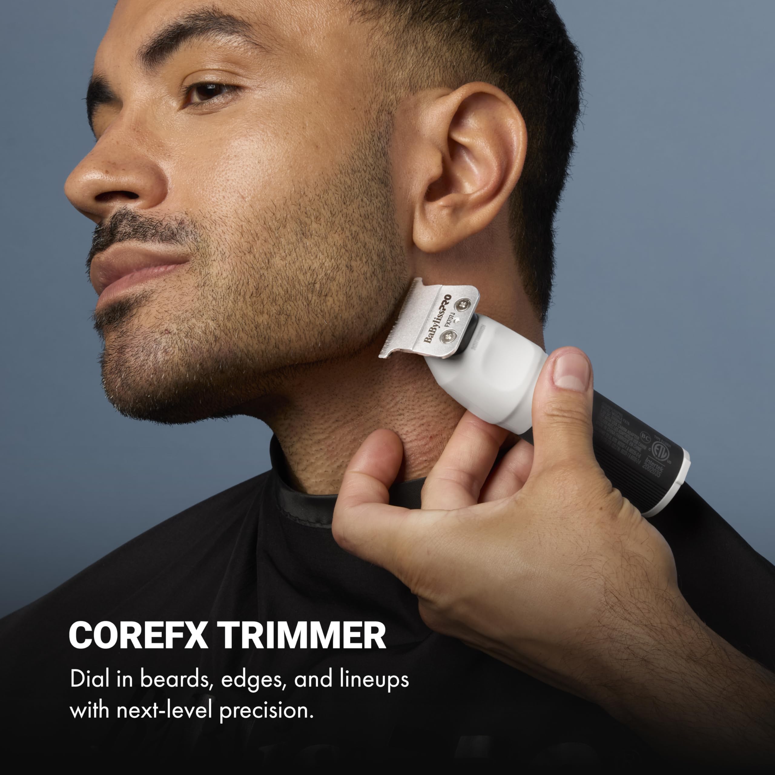 BaBylissPRO COREFX trimmer compatible with 2-hole blades for versatility.