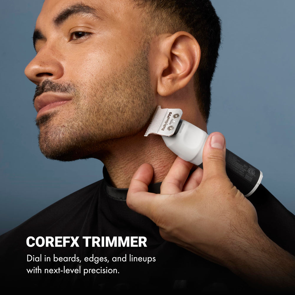 BaBylissPRO COREFX trimmer compatible with 2-hole blades for versatility.