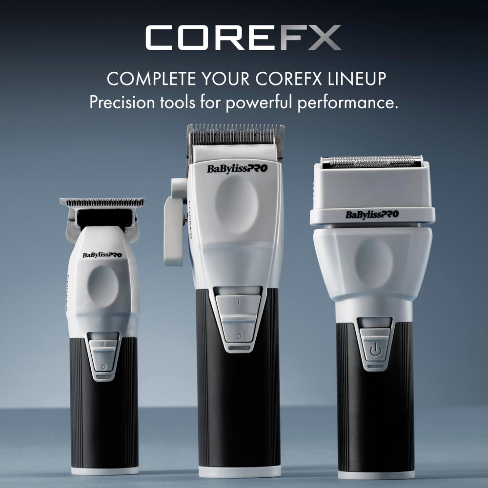 BaBylissPRO COREFX trimmer compact handle supports long sessions.