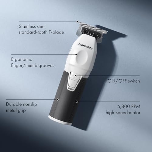 BaBylissPRO COREFX trimmer with stainless T-blade for durability.
