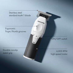BaBylissPRO COREFX trimmer with stainless T-blade for durability.