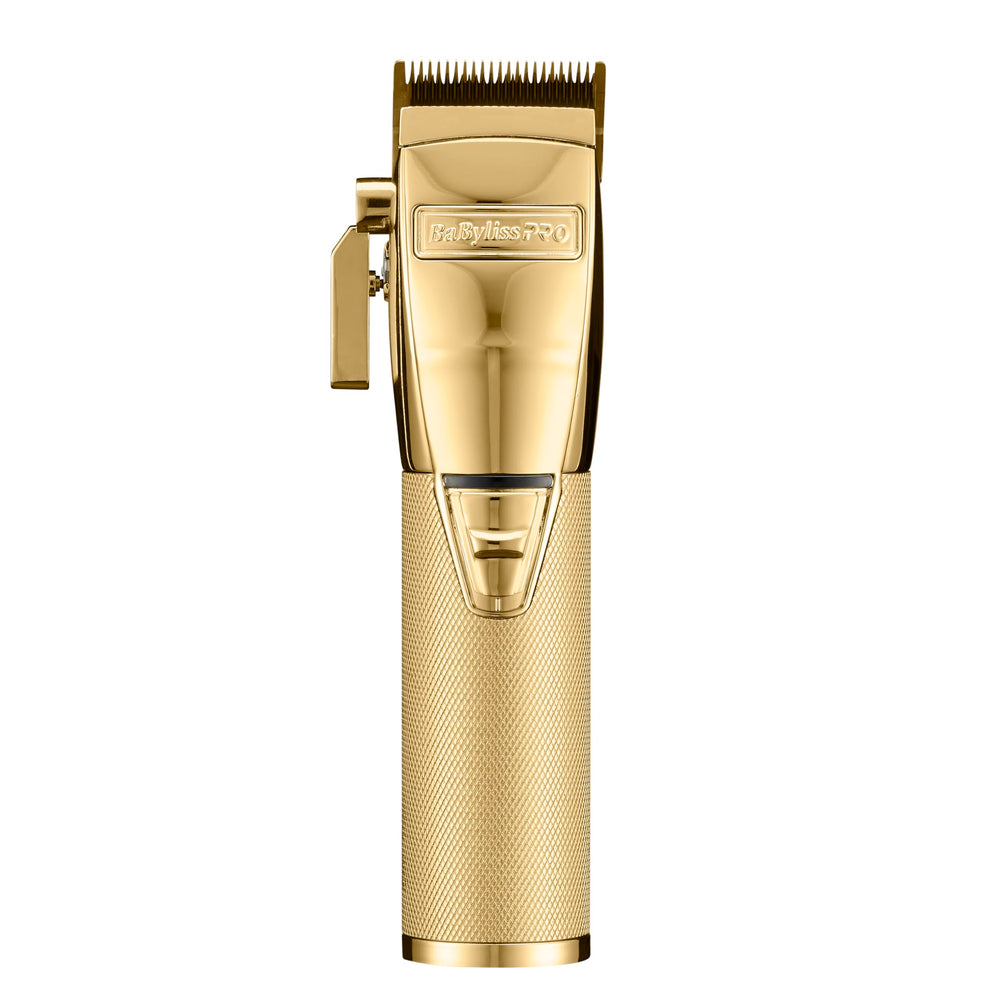 BaBylissPRO GOLDFX+ all-metal housing delivers durable, premium barbering feel.